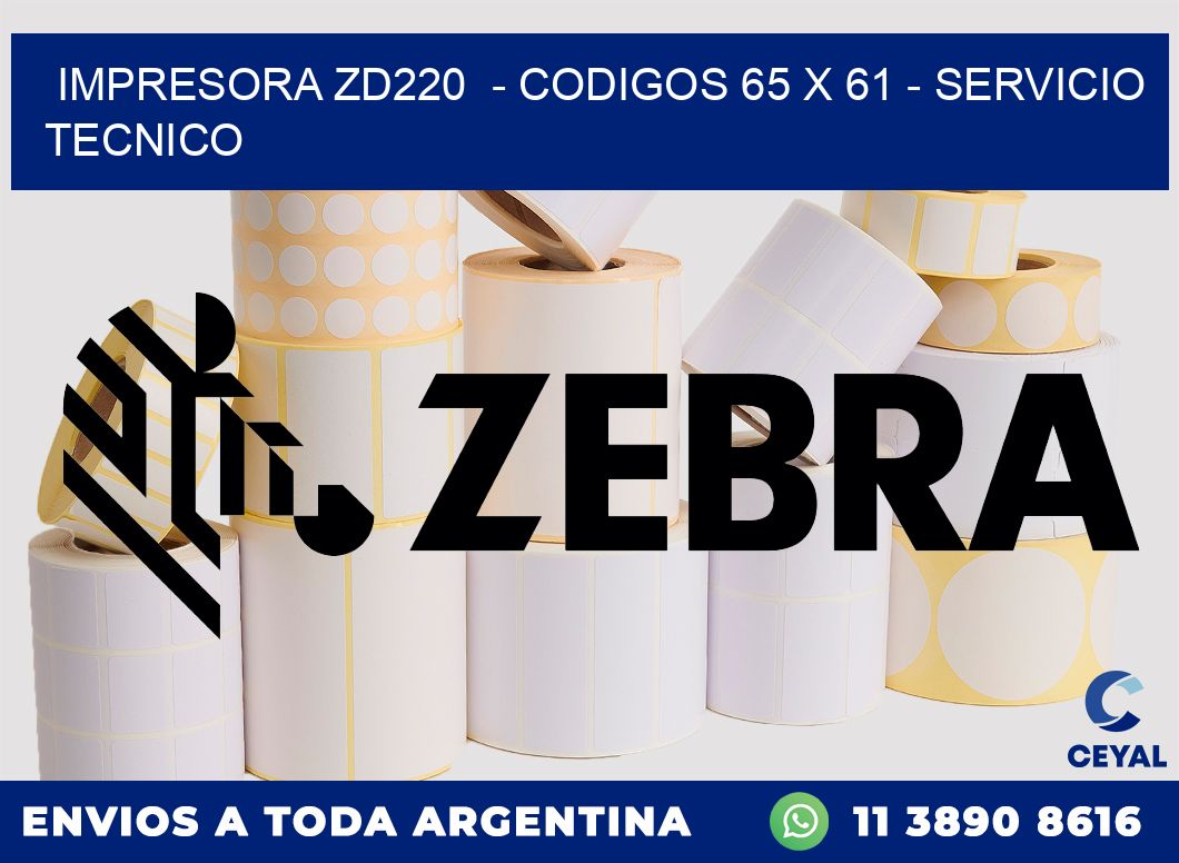 IMPRESORA ZD220  - CODIGOS 65 x 61 - SERVICIO TECNICO