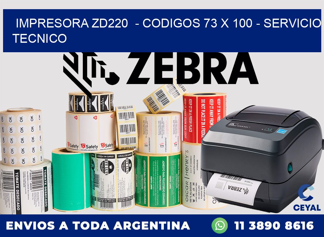 IMPRESORA ZD220  - CODIGOS 73 x 100 - SERVICIO TECNICO