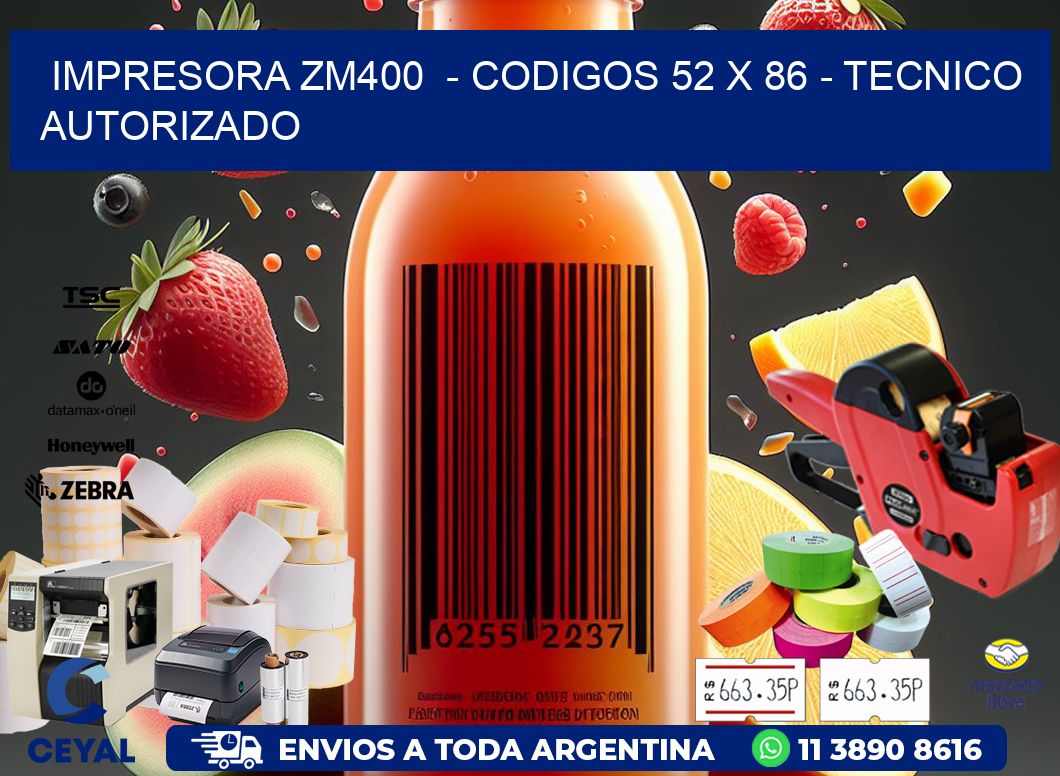 IMPRESORA ZM400  - CODIGOS 52 x 86 - TECNICO AUTORIZADO