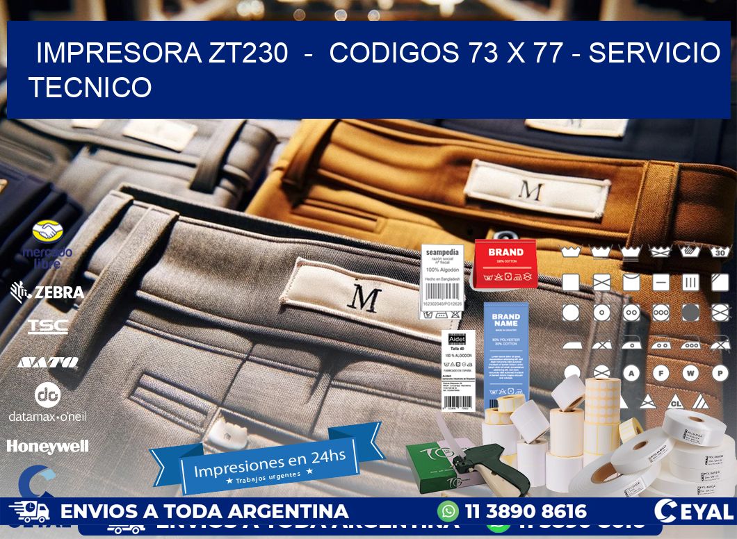 IMPRESORA ZT230  -  CODIGOS 73 x 77 - SERVICIO TECNICO