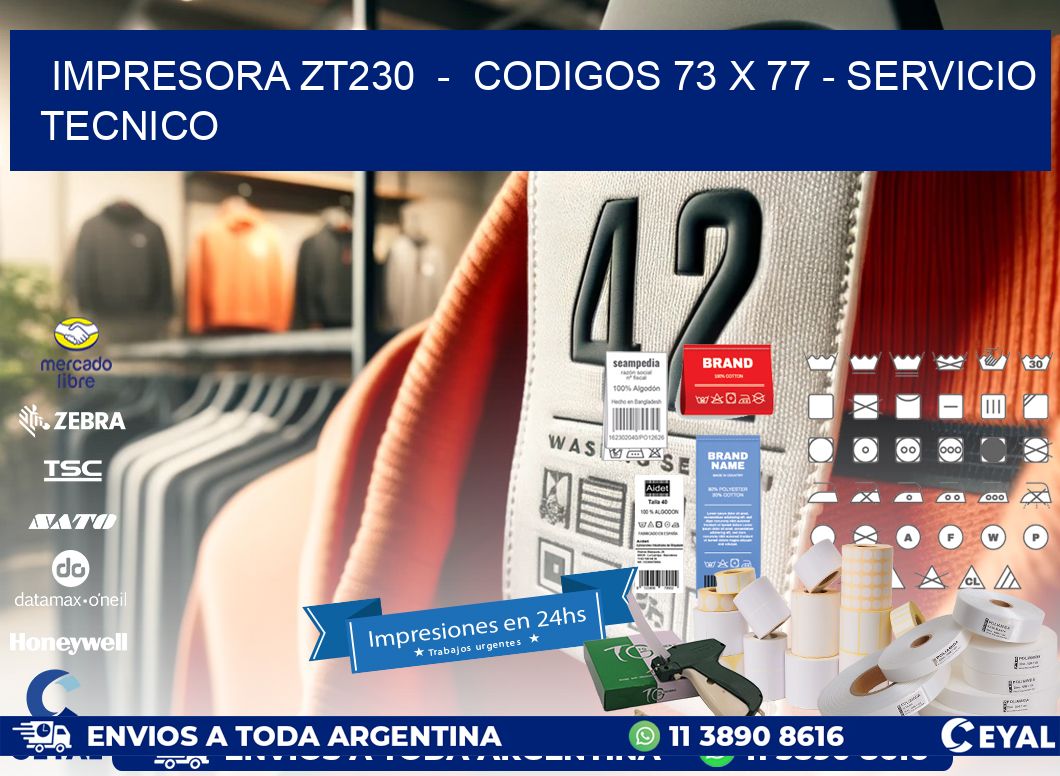 IMPRESORA ZT230  -  CODIGOS 73 x 77 - SERVICIO TECNICO