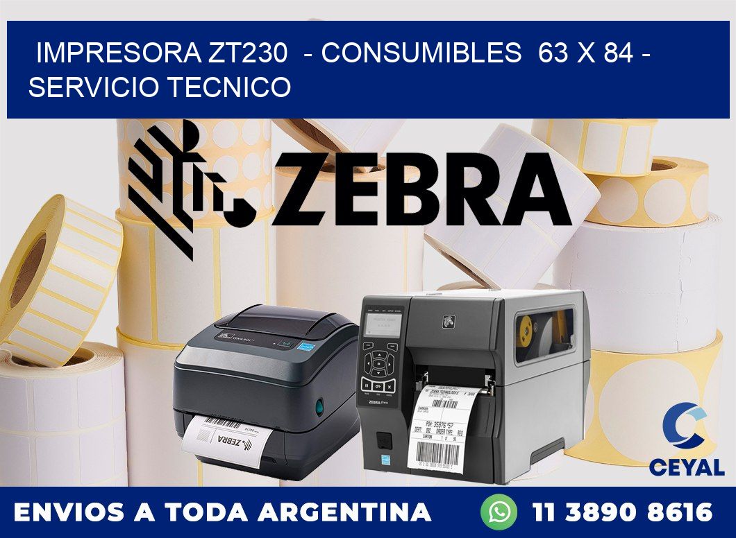 IMPRESORA ZT230 - CONSUMIBLES 63 x 84 - SERVICIO TECNICO