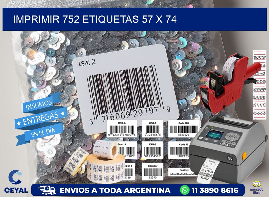 IMPRIMIR 752 ETIQUETAS 57 x 74