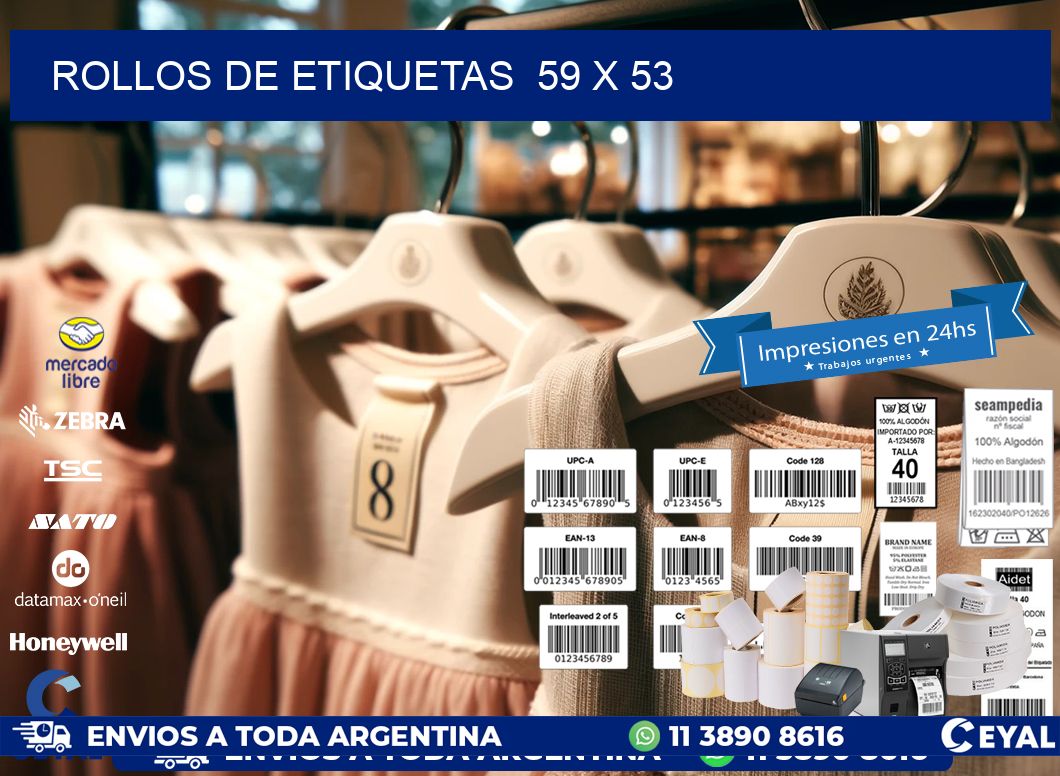 ROLLOS DE ETIQUETAS 59 x 53