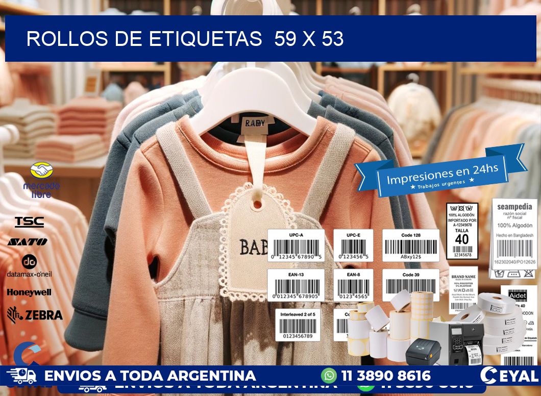ROLLOS DE ETIQUETAS 59 x 53