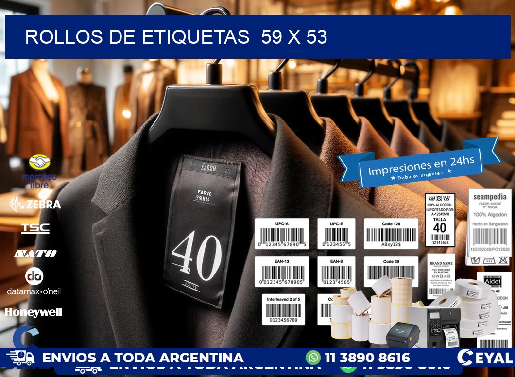 ROLLOS DE ETIQUETAS 59 x 53