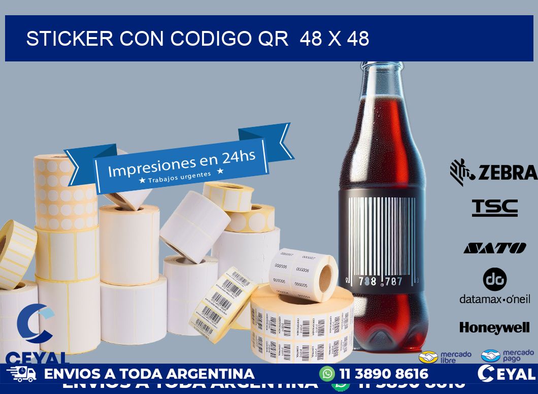 STICKER CON CODIGO QR  48 x 48