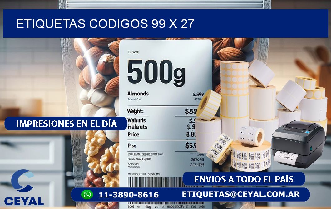 etiquetas codigos 99 x 27
