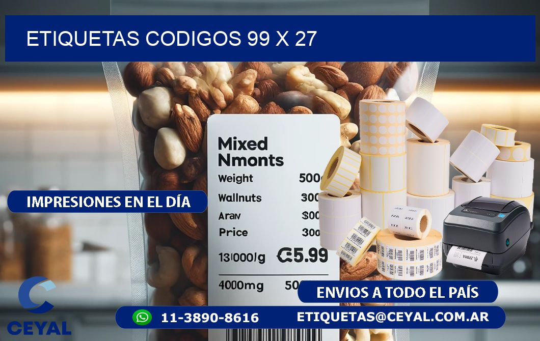 etiquetas codigos 99 x 27
