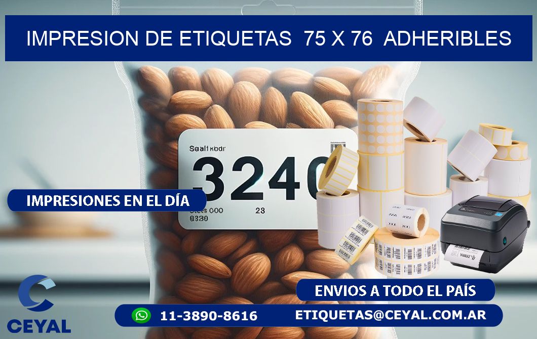 impresion de etiquetas  75 x 76  adheribles