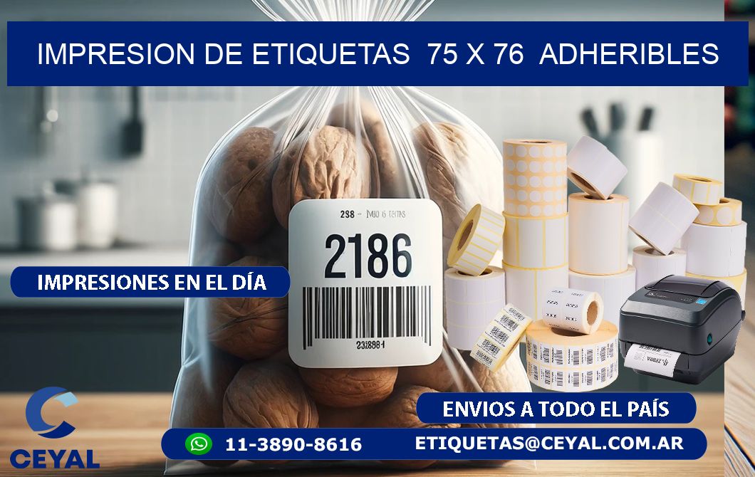 impresion de etiquetas  75 x 76  adheribles