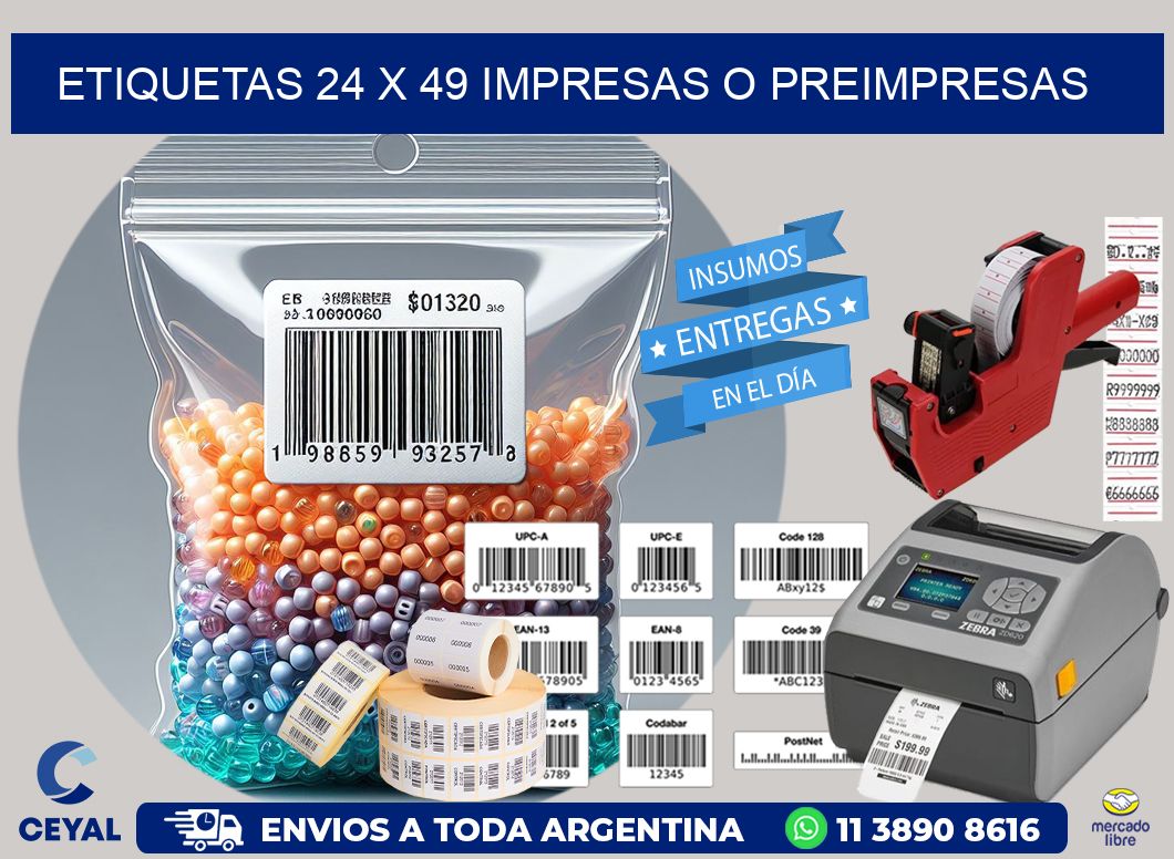 ETIQUETAS 24 x 49 IMPRESAS O PREIMPRESAS