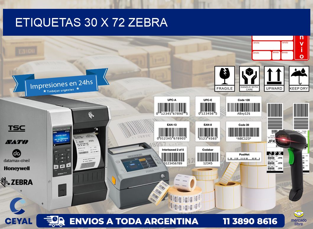 ETIQUETAS 30 x 72 ZEBRA