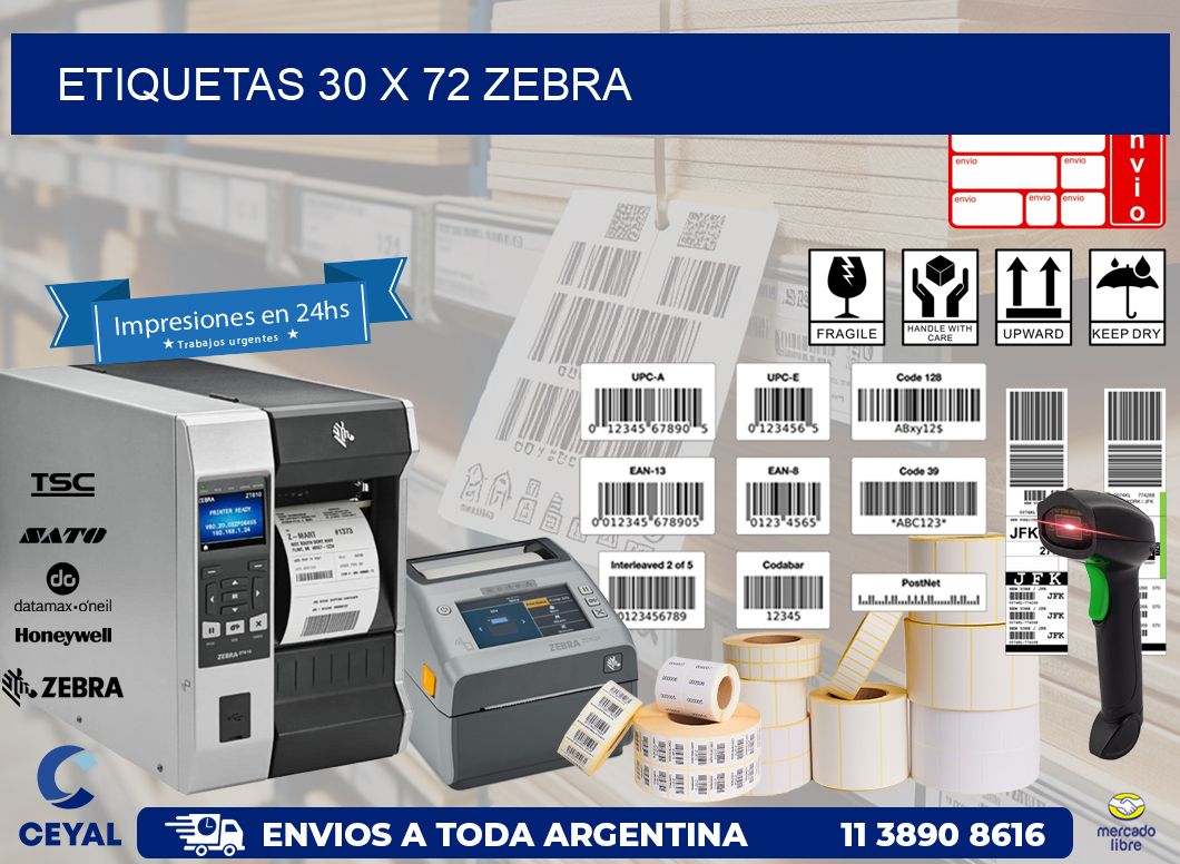 ETIQUETAS 30 x 72 ZEBRA