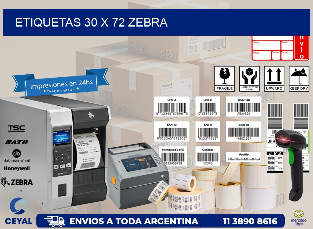 ETIQUETAS 30 x 72 ZEBRA