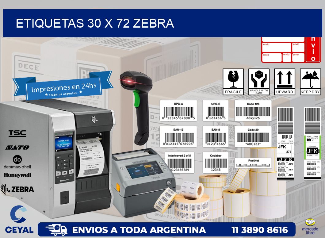 ETIQUETAS 30 x 72 ZEBRA