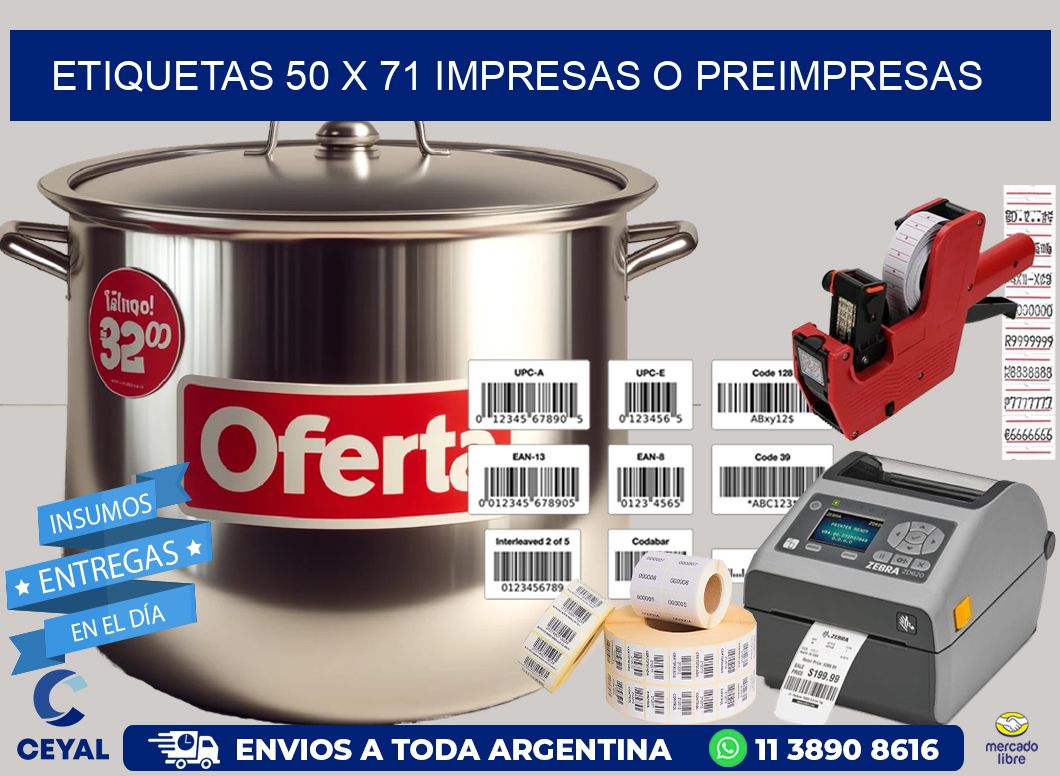 ETIQUETAS 50 x 71 IMPRESAS O PREIMPRESAS