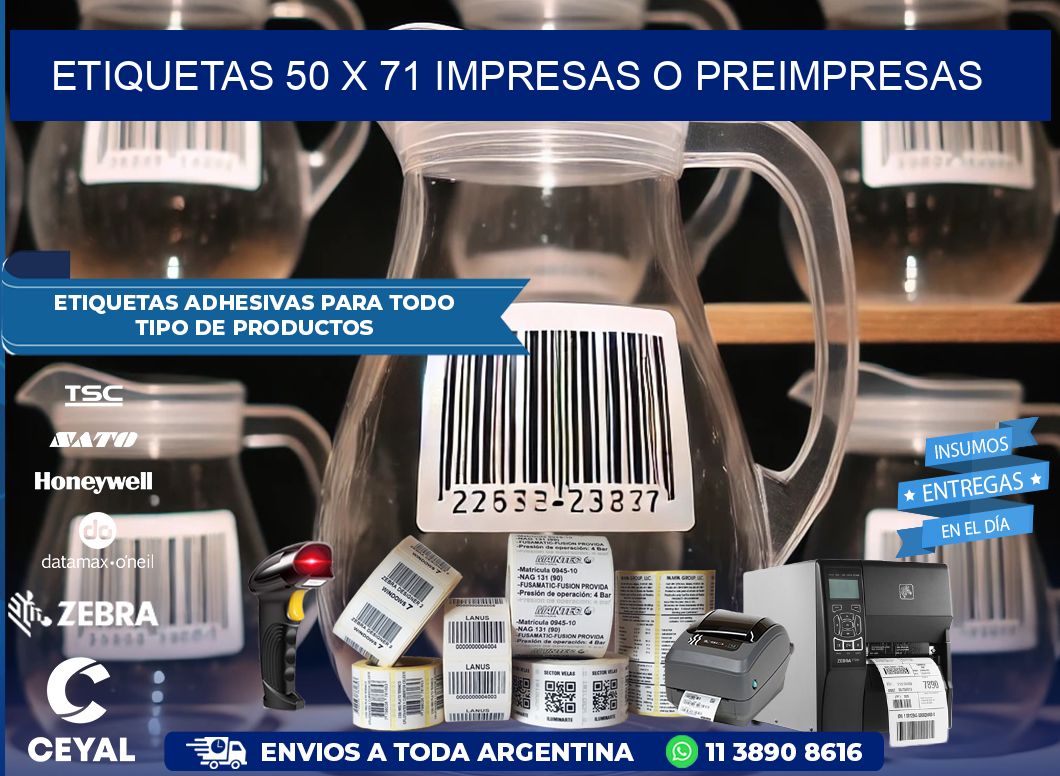 ETIQUETAS 50 x 71 IMPRESAS O PREIMPRESAS