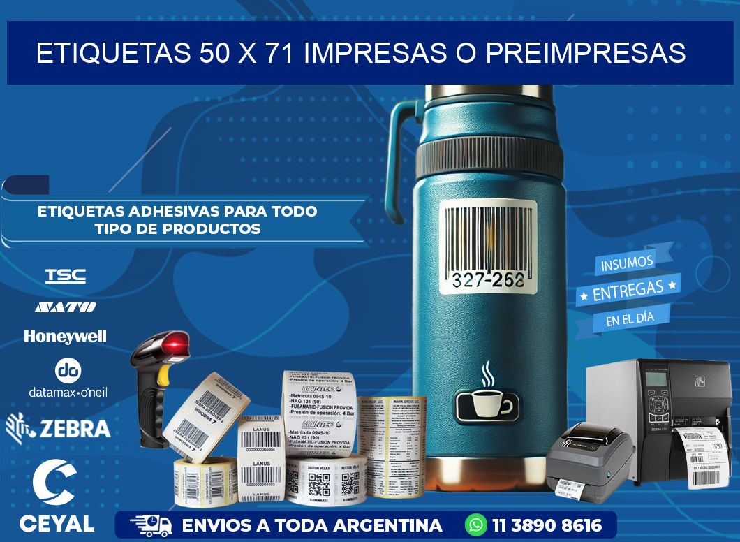 ETIQUETAS 50 x 71 IMPRESAS O PREIMPRESAS