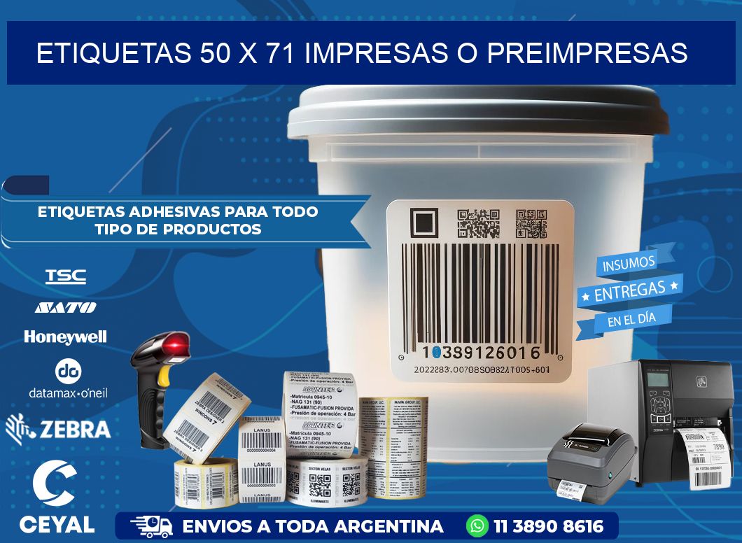 ETIQUETAS 50 x 71 IMPRESAS O PREIMPRESAS