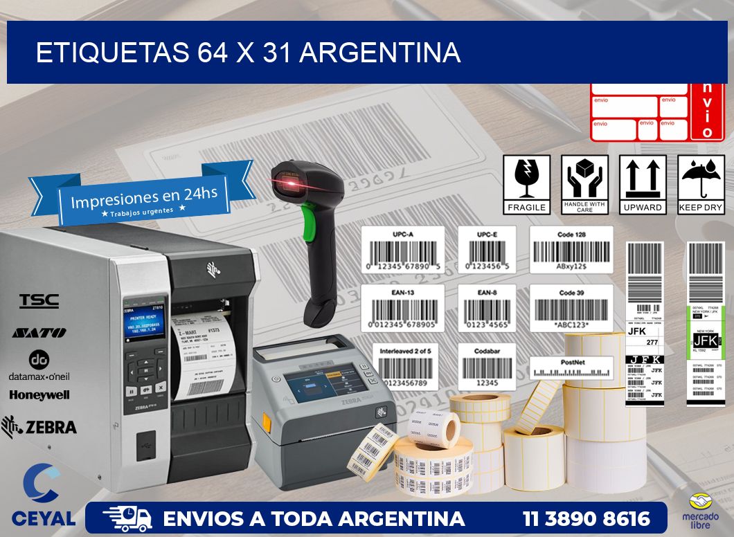 ETIQUETAS 64 x 31 ARGENTINA