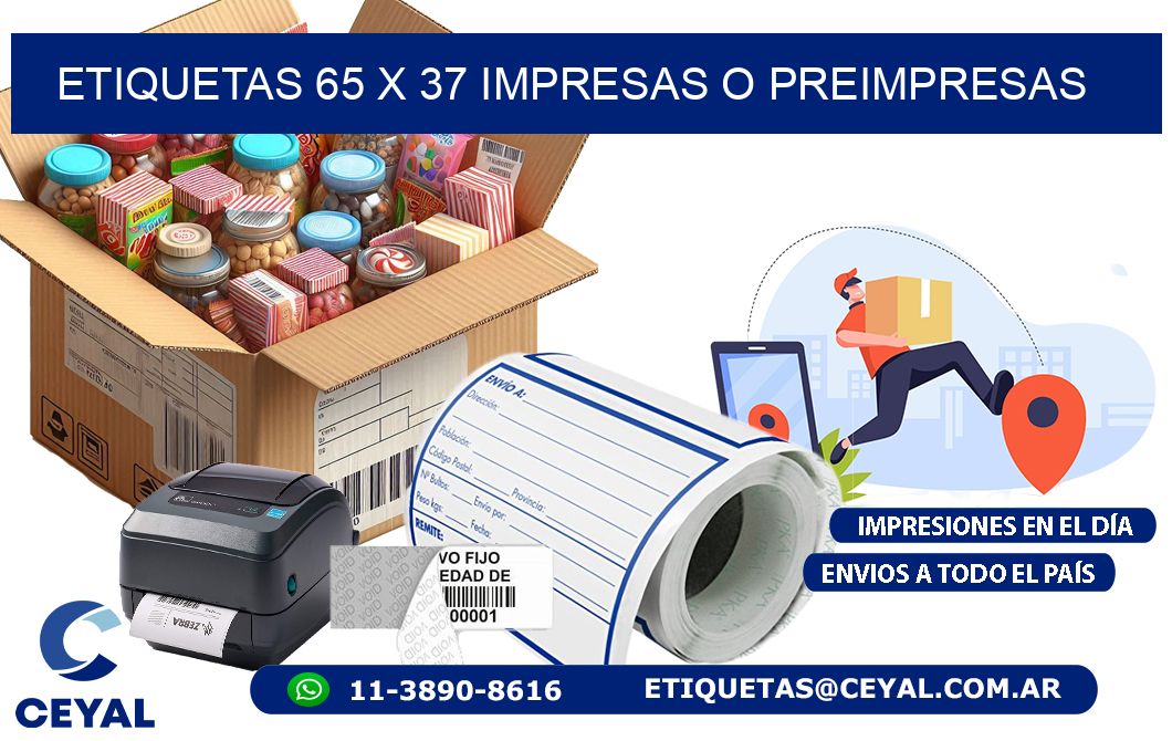 ETIQUETAS 65 x 37 IMPRESAS O PREIMPRESAS