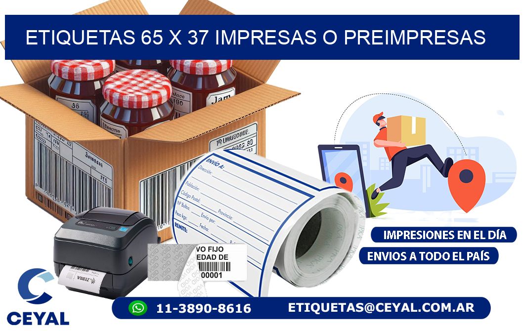 ETIQUETAS 65 x 37 IMPRESAS O PREIMPRESAS