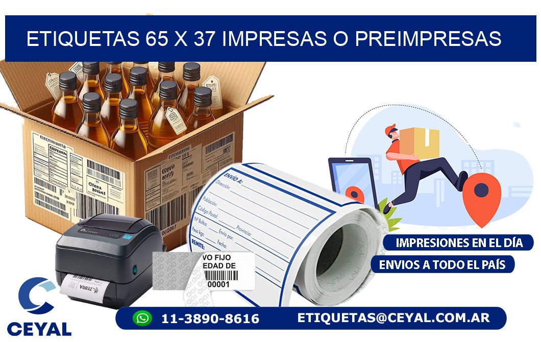 ETIQUETAS 65 x 37 IMPRESAS O PREIMPRESAS