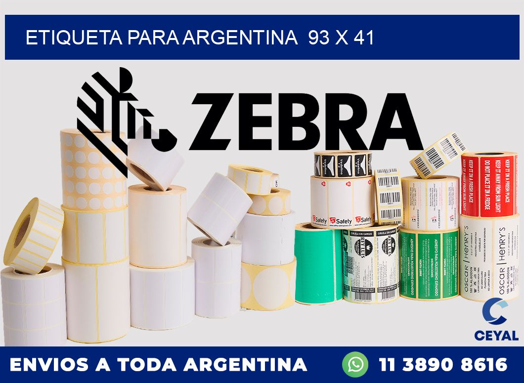 etiqueta para Argentina  93 x 41