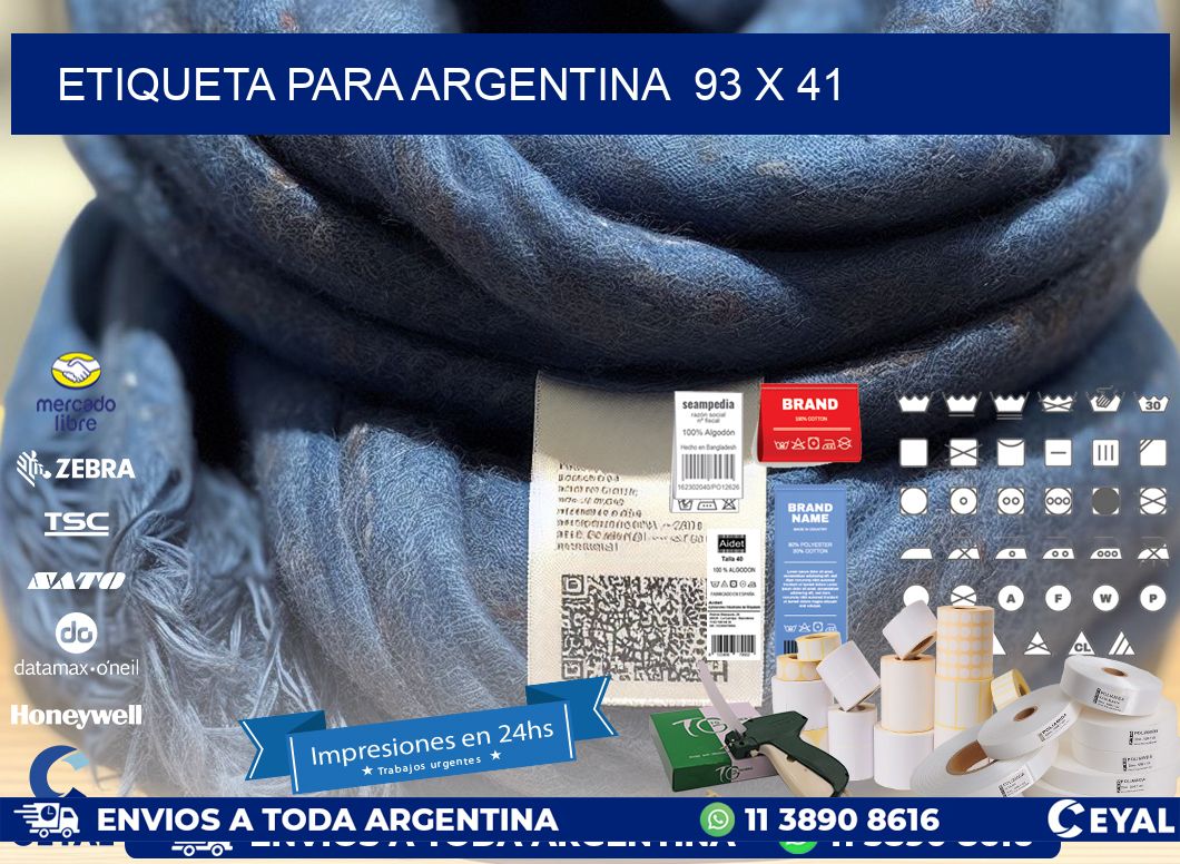 etiqueta para Argentina  93 x 41