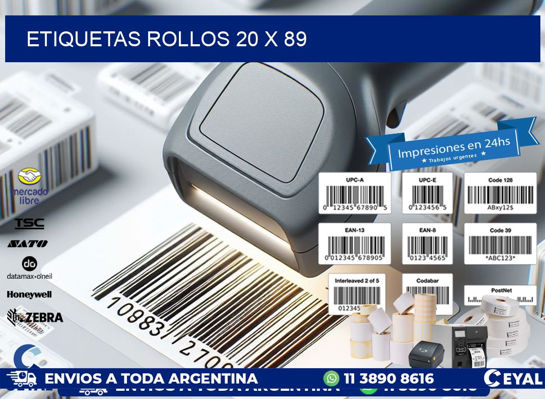 etiquetas rollos 20 x 89