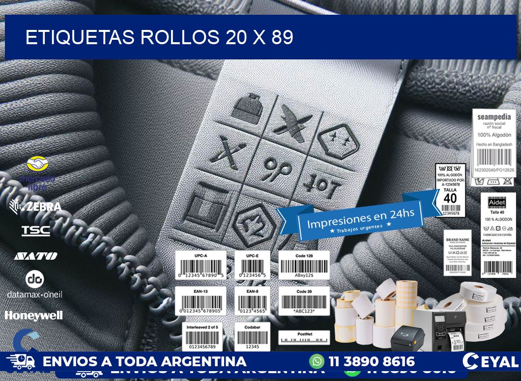 etiquetas rollos 20 x 89