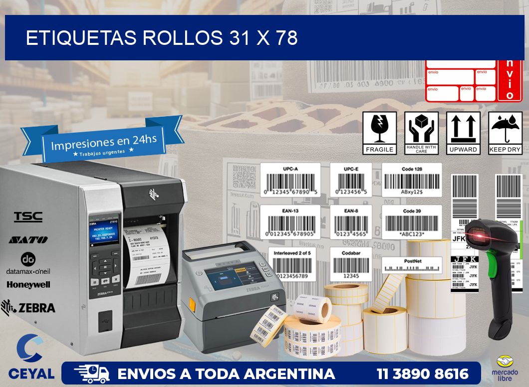 etiquetas rollos 31 x 78