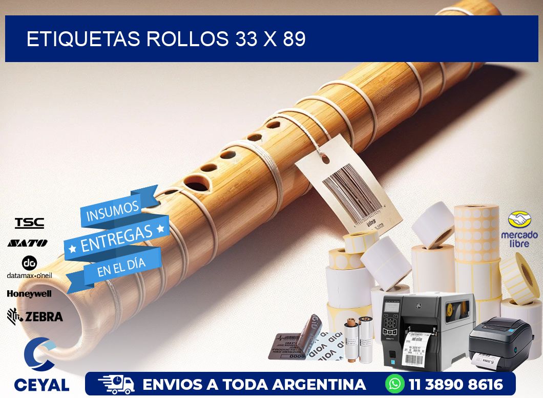 etiquetas rollos 33 x 89