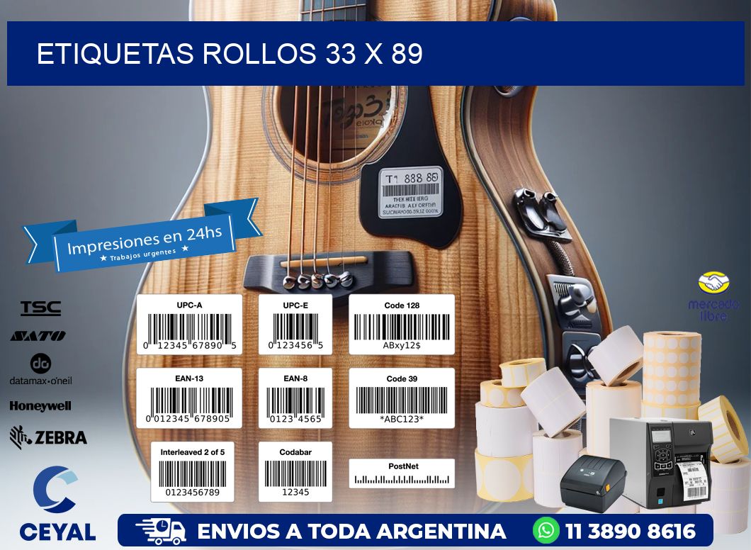 etiquetas rollos 33 x 89