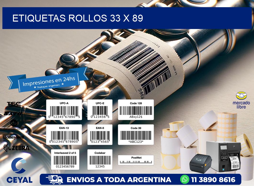 etiquetas rollos 33 x 89