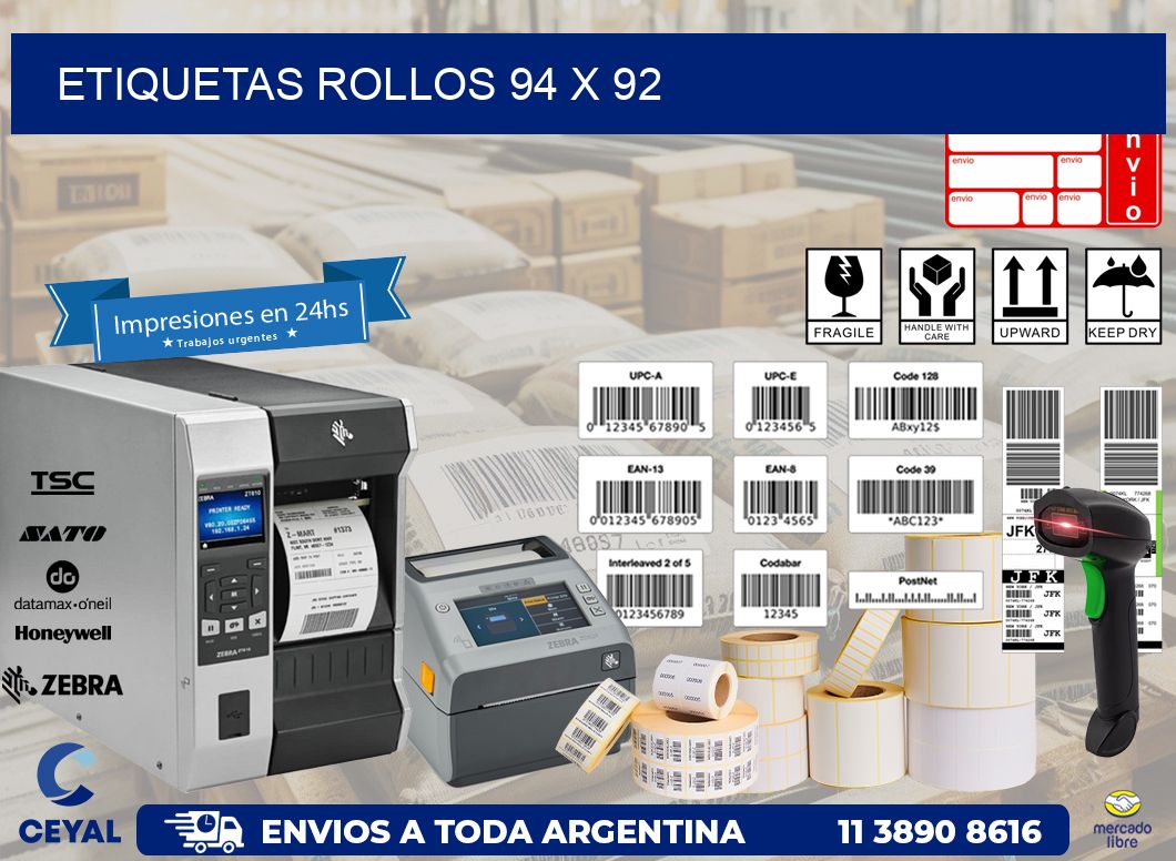 etiquetas rollos 94 x 92