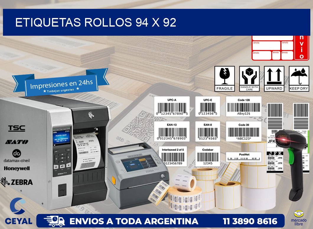 etiquetas rollos 94 x 92