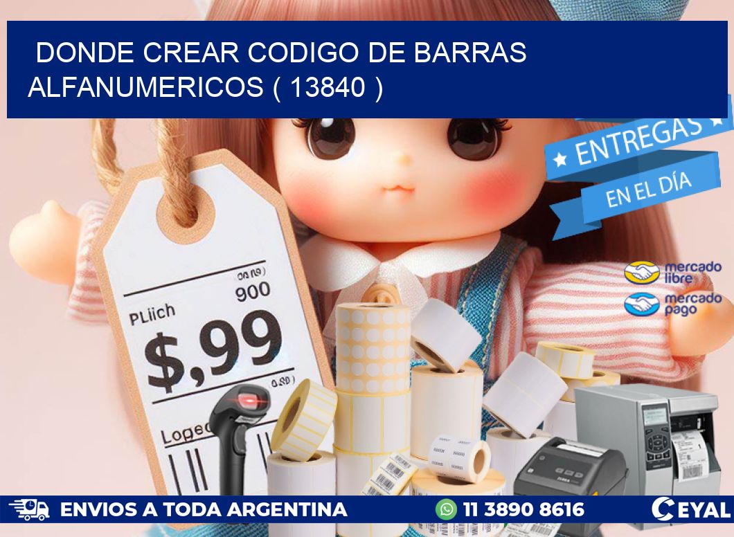 DONDE CREAR CODIGO DE BARRAS ALFANUMERICOS ( 13840 )