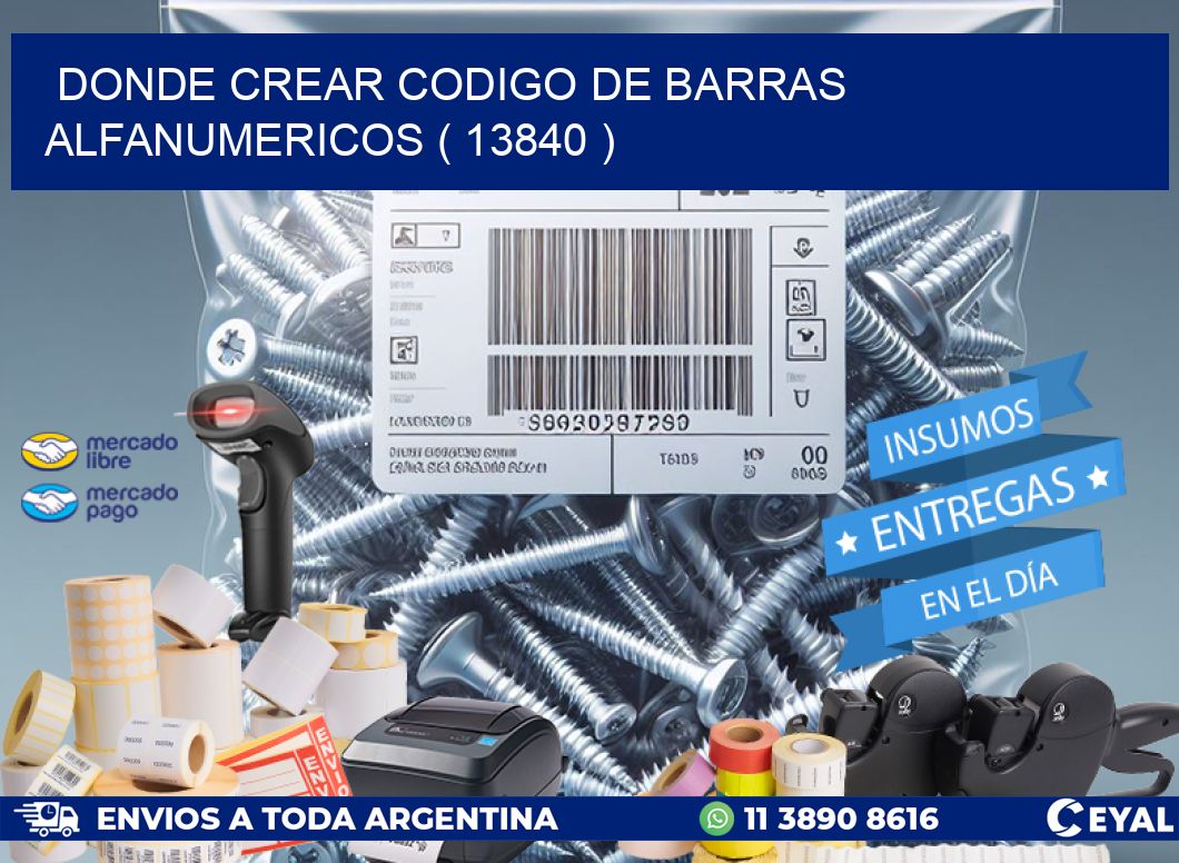 DONDE CREAR CODIGO DE BARRAS ALFANUMERICOS ( 13840 )