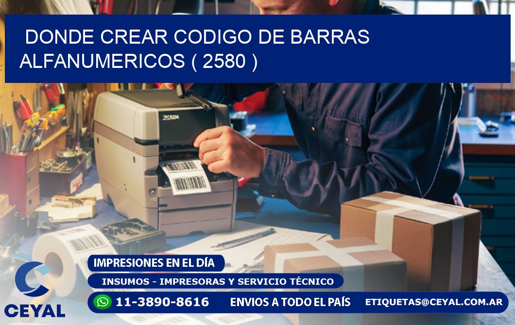 DONDE CREAR CODIGO DE BARRAS ALFANUMERICOS ( 2580 )