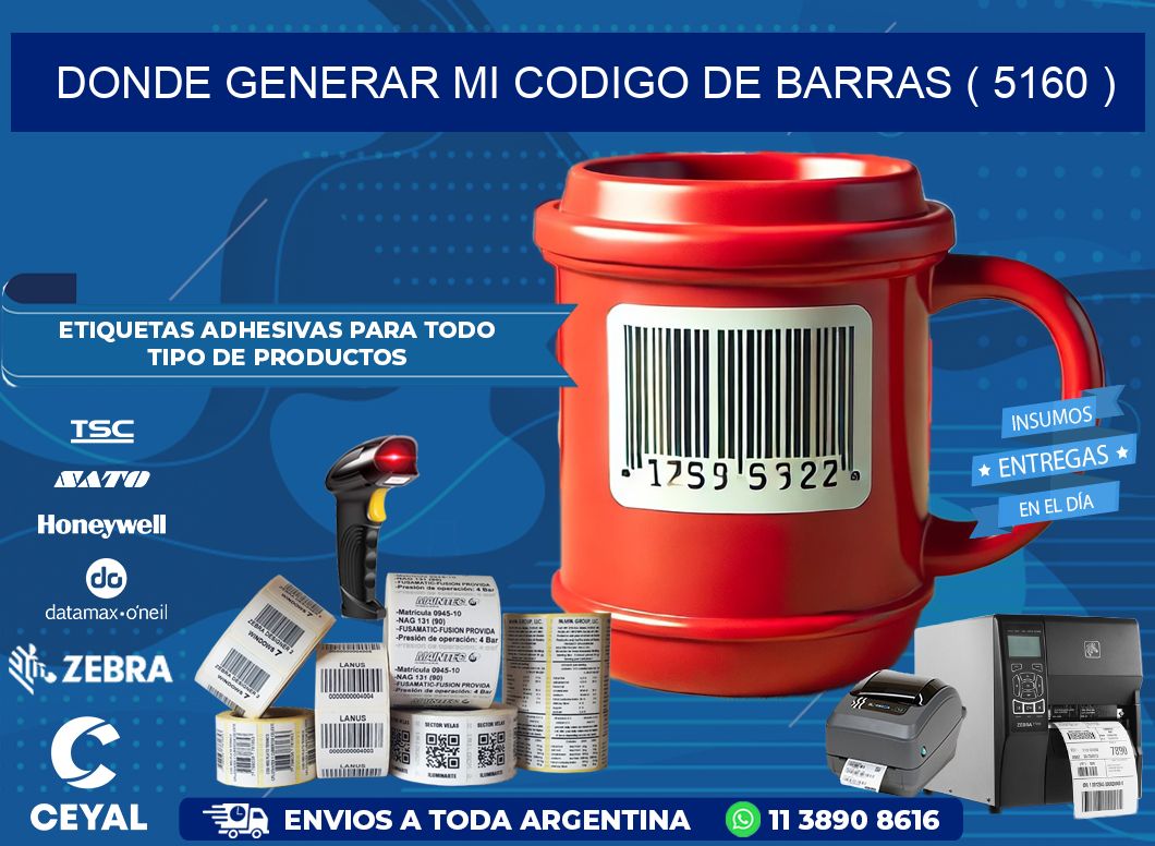 DONDE GENERAR MI CODIGO DE BARRAS ( 5160 )