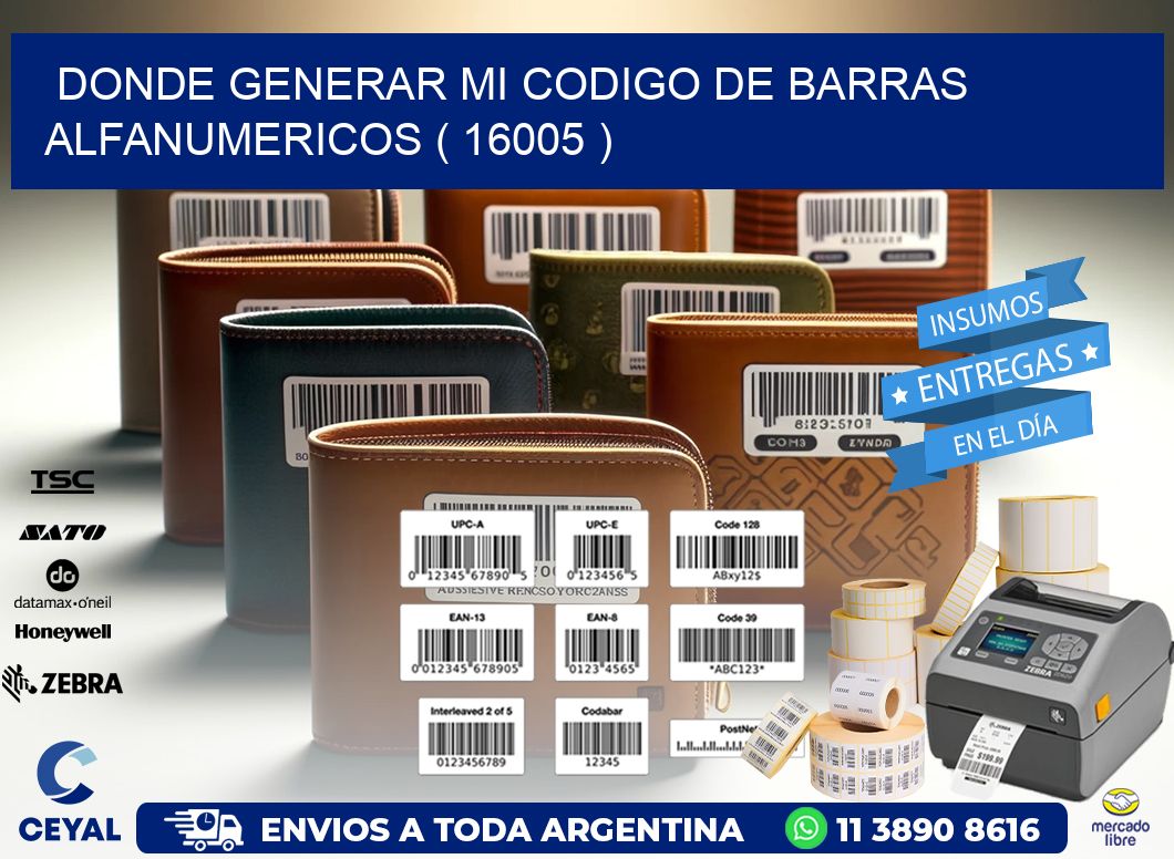 DONDE GENERAR MI CODIGO DE BARRAS ALFANUMERICOS ( 16005 )