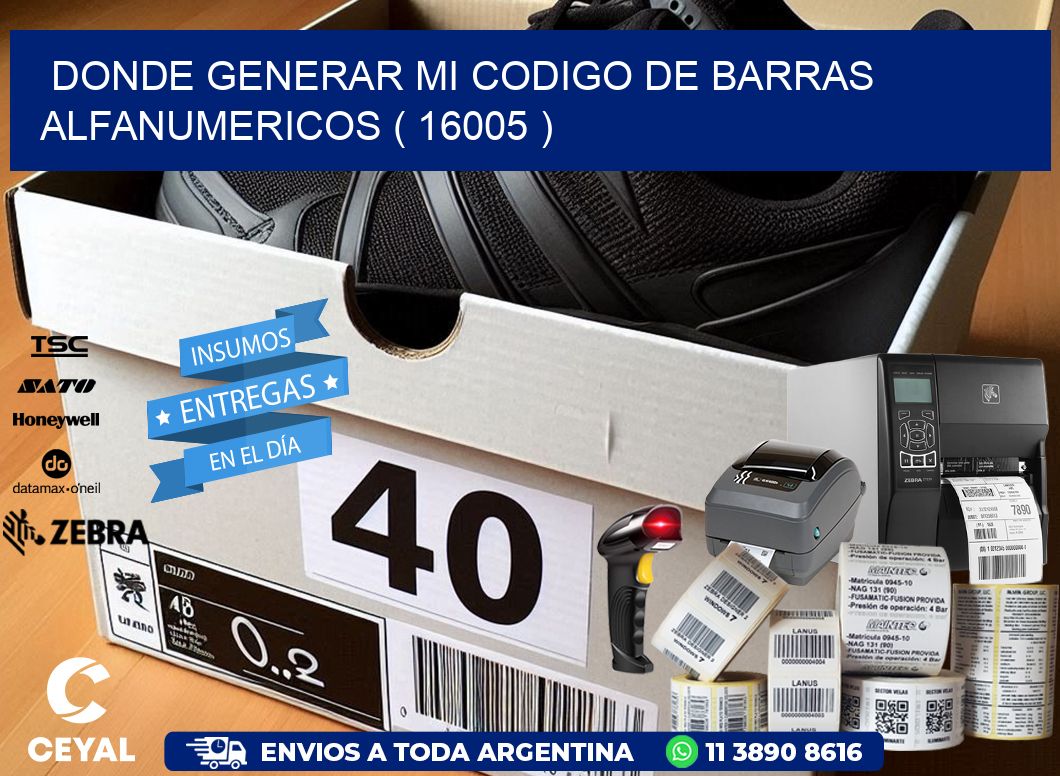 DONDE GENERAR MI CODIGO DE BARRAS ALFANUMERICOS ( 16005 )