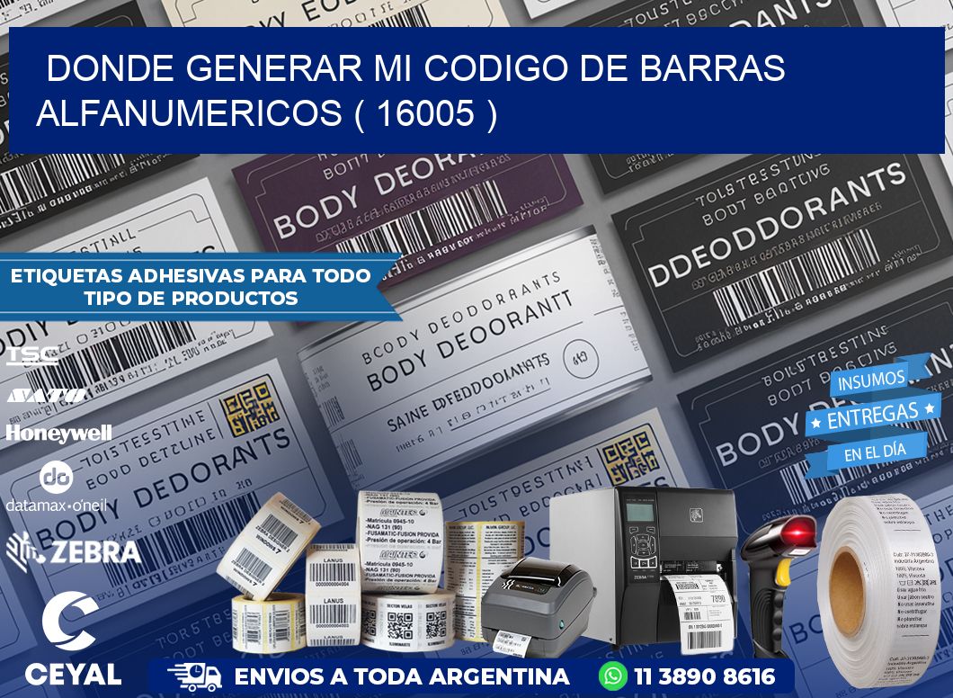 DONDE GENERAR MI CODIGO DE BARRAS ALFANUMERICOS ( 16005 )