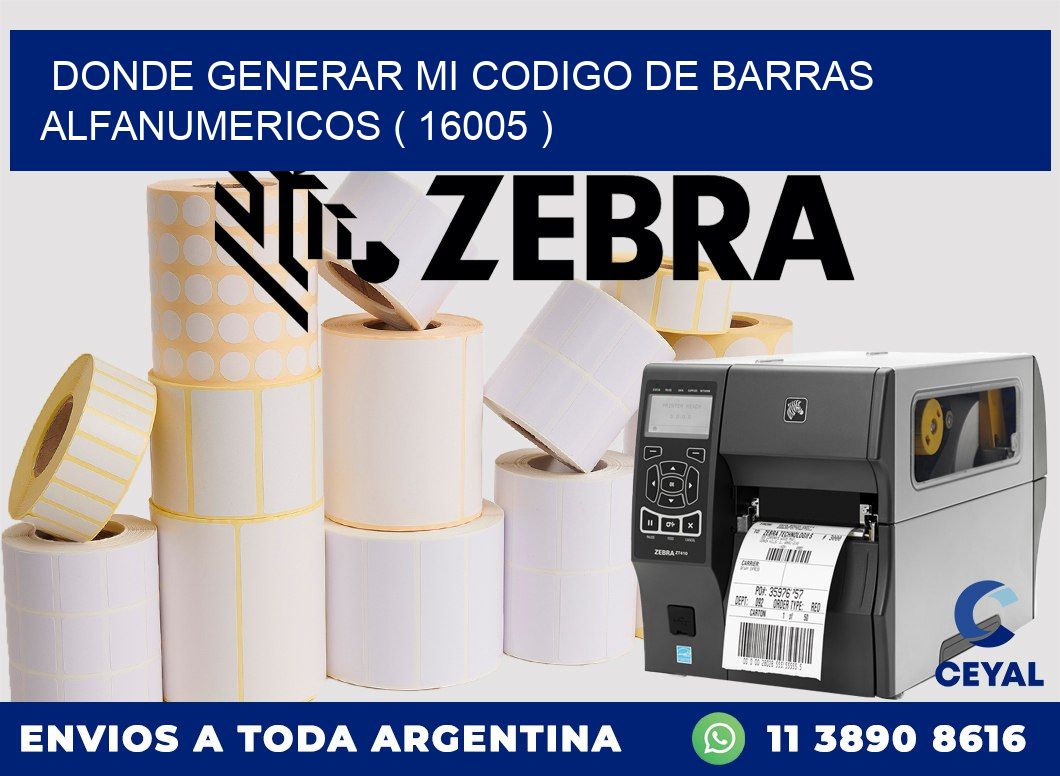 DONDE GENERAR MI CODIGO DE BARRAS ALFANUMERICOS ( 16005 )