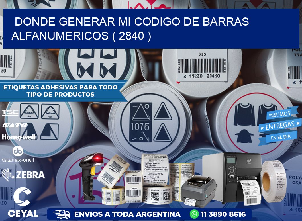 DONDE GENERAR MI CODIGO DE BARRAS ALFANUMERICOS ( 2840 )