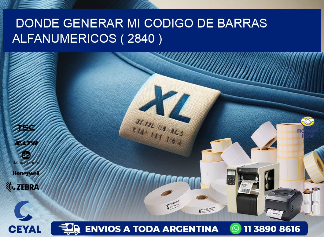 DONDE GENERAR MI CODIGO DE BARRAS ALFANUMERICOS ( 2840 )