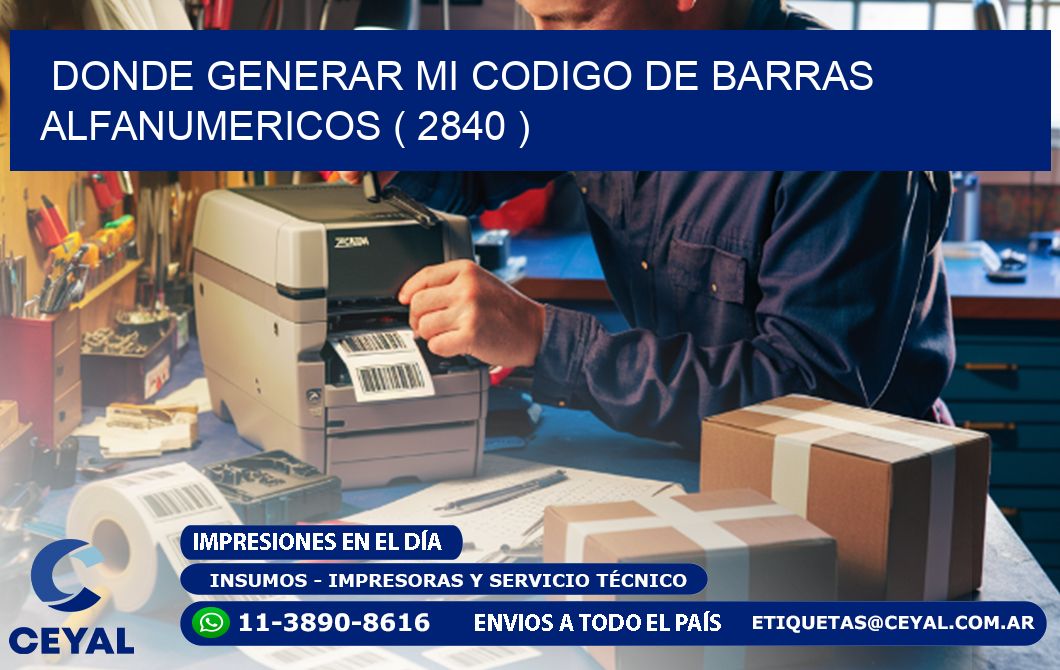DONDE GENERAR MI CODIGO DE BARRAS ALFANUMERICOS ( 2840 )