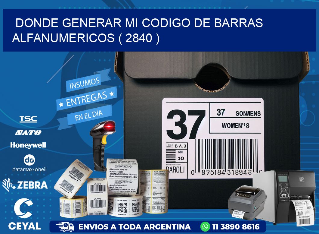 DONDE GENERAR MI CODIGO DE BARRAS ALFANUMERICOS ( 2840 )